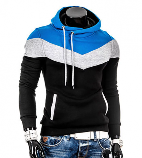 Hoodie dengan desain bahan patchwork yang unik